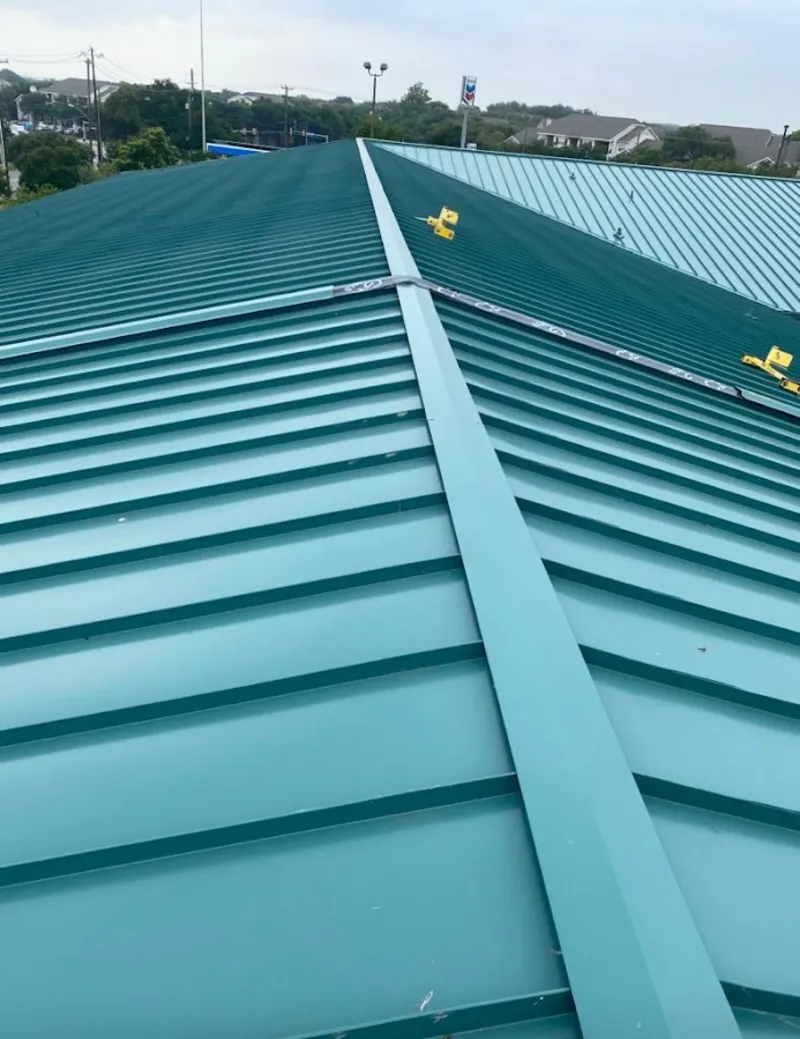 Green commercial metal roof ridge and valley for Metal Roof Repair in Citrus Heights